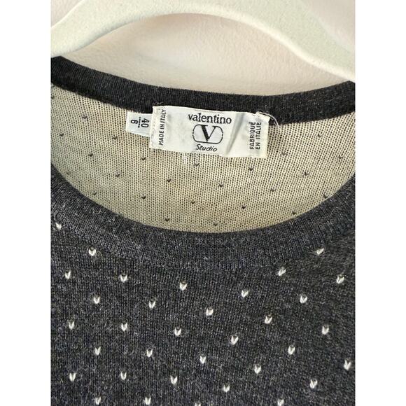 VTG Mint 80s Valentino Studio 100% Wool Cottagecore Floral Knit Sweater Dress 8 - Picture 3 of 8